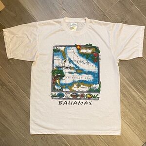 Islands of Paradise Bahamas Map Tee - White